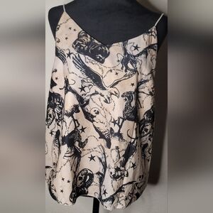 Harry Potter-themed Tank Top "Curiosities"  "Woodland Wisdom" Print Women's Sz L